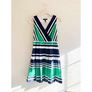 Lauren Ralph Lauren Striped Sleeves Dress 2P